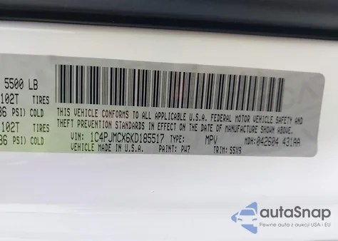 2019 Jeep Cherokee Latitude 4X4 z USA, uszkodzony, nr VIN 1C4PJMCX6KD185517